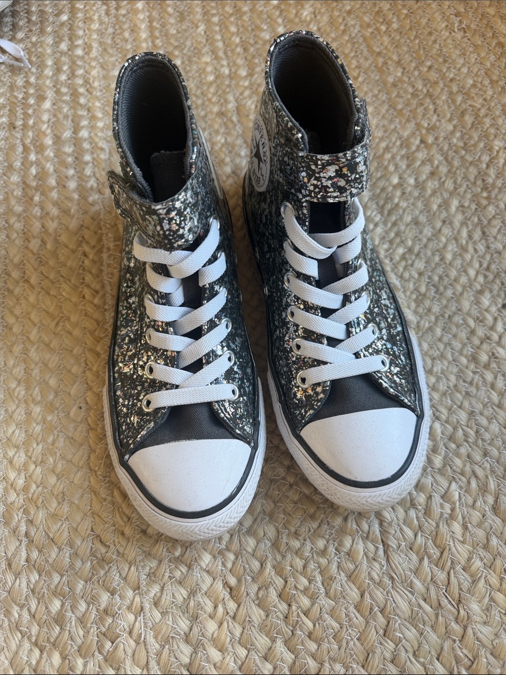 Converse Kids High-Top Sneakers - Black with Silver Glitter